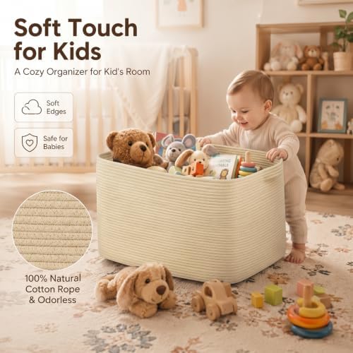 OIASKET 95L Extra Large Blanket Basket, 24" x 16.9" x 14.2" Woven Basket - Image 4