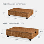 Best Choice Products Under Bed Storage Containers W/Lid, Wheels and Handles, 2-Pack Large Handwoven Water Hyacinth Closet Organizer, Shoe Storage Bins, Multi-Purpose Nesting Baskets - Chestnut - Image 2