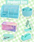 LXEVIHK Green and Blue Desk Accessories 21-Piece Office Supplies Gift Set - Image 5