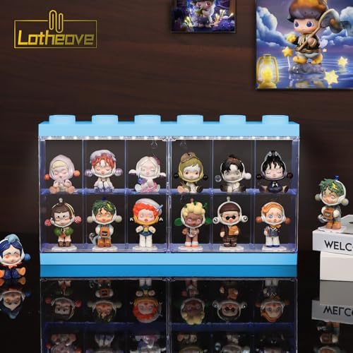 Wall-Mounted Blue Acrylic Display Case with White LED Light, 12-Grid Clear Showcase Shelf, No-Assembly Dustproof Organizer for Mini Figures, Collectibles - Image 6