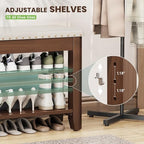 Shoe Bench for Entryway, Solid Rubberwood Shoe Bench with Hidden Storage, Adjustable 2-Tier Shelves & Soft PU Leather Seat, Shoe Rack Durable Easy Assembly for Hallway or Bedroom - Beige, 23.6" - Image 6