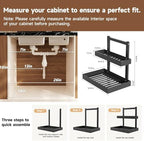 Under Sink Organizer - 2 Tier Pull Out Cabinet Shelves with Adjustable Height, Undersink Storage Slide Out for Kitchen Bathroom Cabinet Pantry Black - Image 2