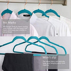 MIZGI Velvet Hangers 50 Pack Non Slip Heavy Duty Teal Rose Gold Hooks - Image 3