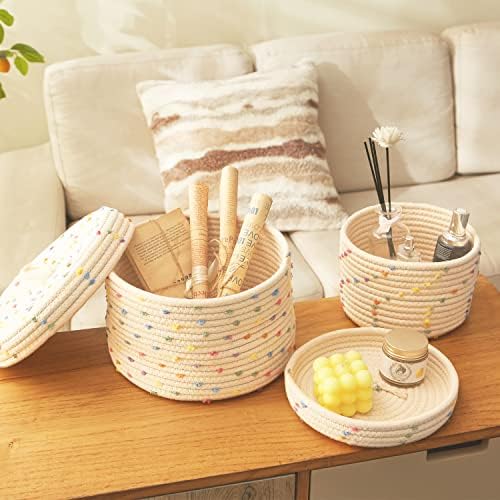 2pcs Small Basket, Cute Basket with Lid & Decorative Bin for Storage - Image 4