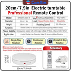 7.9In Remote Motorized Electric Turntable Rotating Display Stand Spinning Rotating Platform 360 Photography Turntable lazy susan base giratoria para for Photography,Display(Load Range:40~100lbs) - Image 2