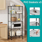 SINGAYE 5 Shelves Storage Wire Shelf Closet Metal Shelving Pantry Wheels - Image 5