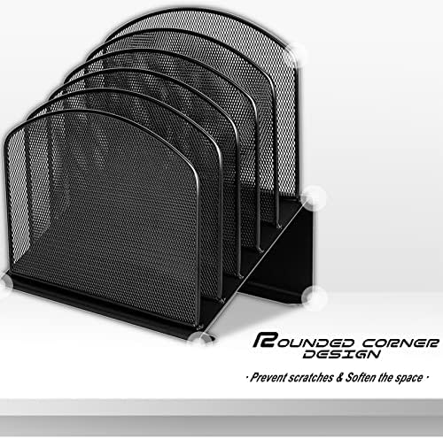 Desktop File Organizers 2 Pack Inclined Document Holders 5 Section Office Supplies Mesh Vertical File Sorters Metal File Storages (2) - Image 5