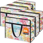 6 Packs 90L Clear Under Bed Storage Containers, Large Clothes Storage Bags by Unknown