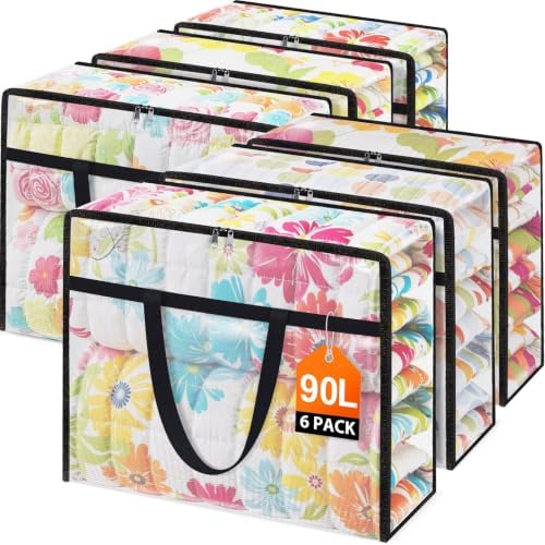 6 Packs 90L Clear Under Bed Storage Containers, Large Clothes Storage Bags by Unknown