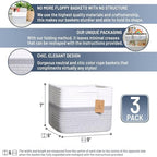 NaturalCozy Storage Cubes 9”x9”x7”Cotton Rope Woven Baskets for Organizing 3-Pack | 9 Inch Cube Storage Bin | Small Basket for Shelf Nursery, Pantry, Decorative Plant, Bathroom Closet, Toy Gift - Image 2