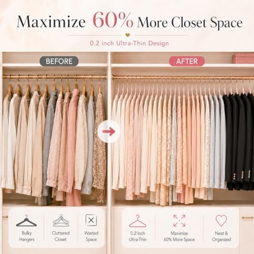 Smartor Pink Velvet Hangers 50 Pack, Non Slip Rose Gold Hook Felt Hangers - Image 3