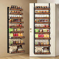 9 Tier Over The Door Pantry Orangizer 2 IN 1 Wall Mounted or Hanging Spice Rack with Adjustable Wood Basket,Heavy Duty Seasoning Storage Shelf for Kitchen Pantry and Bathroom Black by Clothink