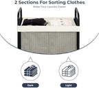 STO STO Laundry Hamper 2 Section, 100L Rolling Laundry Sorter Cart with Removable and Washable Liner Bag, Clothes Hamper with Wheels and Metal Handle for Laundry Room and Bedroom - Image 5