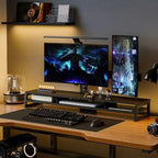 Fenge Dual Monitor Riser for Desk, Open Shelf with 3 Storage Compartments - Image 2