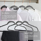 MIZGI Gray Velvet Hangers 30 Pack Non Slip Heavy Duty Rose Gold Hooks - Image 4