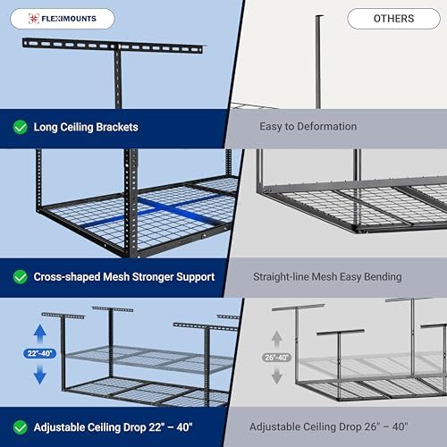 FLEXIMOUNTS 3x6 Overhead Garage Storage Adjustable Ceiling Rack, Black - Image 3
