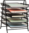 Mind Reader 5-Tier Paper Tray Organizer, Vertical Desktop File Storage Rack, Office, Metal Mesh, Black (Pack of 6) by MindReader