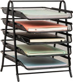 Mind Reader 5-Tier Paper Tray Organizer, Vertical Desktop File Storage Rack, Office, Metal Mesh, Black (Pack of 6) by MindReader