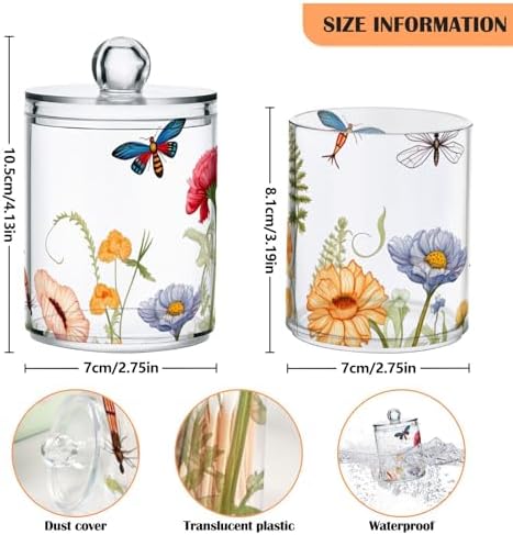 4 Pack Qtip Holder Dispenser with Lids,Storage Containers,Bathroom Canisters Organizer for Cotton Ball,Cotton Swab,Cotton Round Pads,Floss 21214444 - Image 2