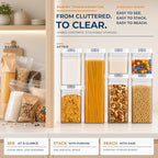Airtight Food Storage Containers, 7-Piece White Set for Pantry - Image 3