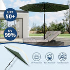 Garvee Patio Umbrella 9 ft, Table Umbrella Outdoor Patio UV Protection with Crank Lift & Push Button Tilt, 8 Sturdy Ribs for Yard, Deck, Pool -Dark Green - Image 3