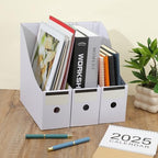 25 Pcs Cardboard Magazine File Holders with Label Stickers, Magazine Storage Box Book Bins Paper Organizer Folder for Desk Shelves Office Home Supplies, White - Image 5