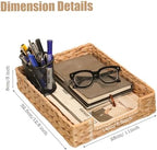 Set of 2 Water Hyacinth Letter Tray for A4 File Desk Mail Letter-Size Paper, Basket Woven Organizer, Magazine Files Storage, Office Document Organizer and Storage - Image 2