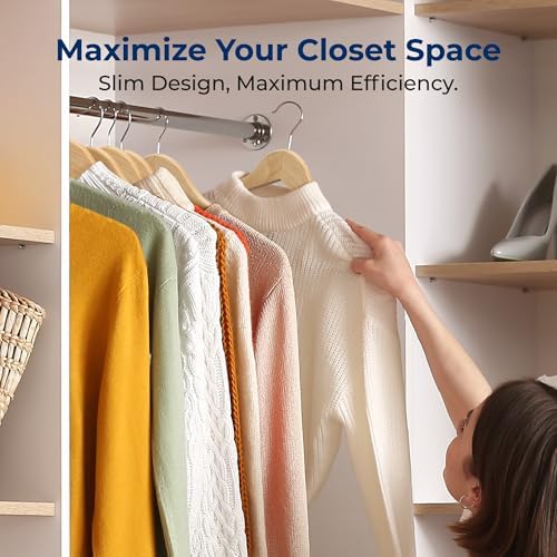 SereneLife Solid Wooden Hangers, Mega Pack, 60 Pieces Hangers for Clothes, Heavy Duty Suit Hanger Set with Chrome 360 Degree Swivel Hook, Notched Design, Natural Wood Color - Image 5