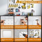 Peg Board, 110pcs Metal Pegboard Kit, Includes 4 Pack White Peg Board Panels with Accessories and Hook Locks, Large Heavy Duty Peg Boards for Walls Home, Garage Tool Storage, Workbench - Image 5