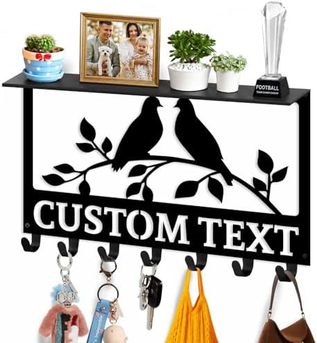 Dyoart Custom Key Holder Wall Mount with Shelf, Wedding Gift for Couples by Dyoart