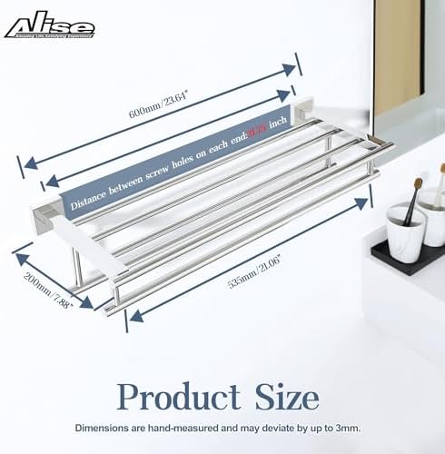 Alise Double Towel Rack for Bathroom Wall Mounted 24 Inch,Polished Chrome - Image 2