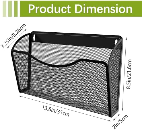 EasyPAG 6 Pack Wall File Organizer, Metal Mesh Hanging File Folder Holder for Letter/A4 Size Folders, Vertical Wall Mount Mail Sorter for Office Paperwork, Classroom, Black - Image 4