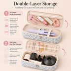 Quilted Hair Tools Travel Bag, Double-Layer Carrying Case for Hair Styler & Attachments, Cute Portable Organizer with Handle for Hair Dryer Storage at Home or Travel - Image 6