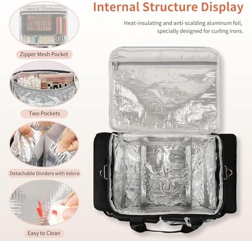 Large Hairstylist Traveling Bag, Hair Tool Organizer with Removeable Dividers, Hairdresser Hair Tools Travel Bag with Multi Pockets, Professional Makeup Artist Bag with Shoulder Strap - Image 4