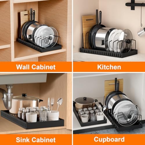 FLSEPAMB 2 Pack 16.5" Deep Expandable Pots and Pans Organizer Under Cabinet - Image 4