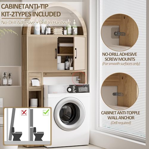 Spurgehom Over Toilet Storage Cabinet, Bathroom Arch Organizer,Wood - Image 5