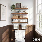 QEEIG Long Bathroom Floating Shelves Over Toilet (Brown, Set of 3, 23.6") - Image 6