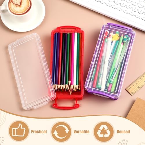 Gueevin 12 Pcs Pencil Box Clear Plastic Pencil Case, Mixed Colors - Image 5