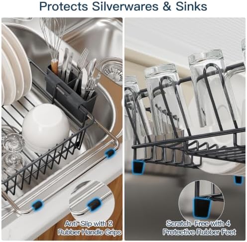 MAJALiS Grey Expandable Dish Drying Rack Over Sink with Extra Drying Mat - Image 5