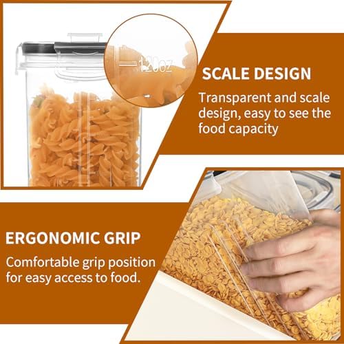 Cereal Containers Storage Set (4L / 135.2oz), 8PCS Airtight Food Storage Containers with Lids, Cereal Dispensers for Kitchen Pantry Organization and Storage with Pour Spout, 20 Labels, Marker - Image 6