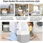 COMFY-HOMI 3PACK Cotton Rope Square Basket with Handles for Shelves|Dog Toy Bin and Storage|Baby Gift|Shoe Organizer|New 11" x 11" x 11" for Living Room - Image 6