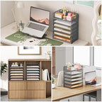 Subekyu 6-Tier Desk Paper Organizer, Desktop File Letter Tray with Handle, Document Sorter and Accessories Holder for Office, Home and School Workspace Organizers, Gray-2 Pack - Image 3