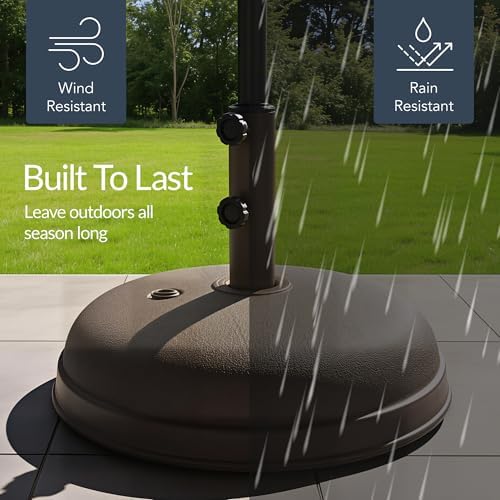 Best Choice Products Fillable Umbrella Base Stand Round Dome Plastic Patio Umbrella Base Stand, Pole Holder for Outdoor, Lawn w/ 55lbs Weight Capacity, Adjustment Knob - Brown - Image 6