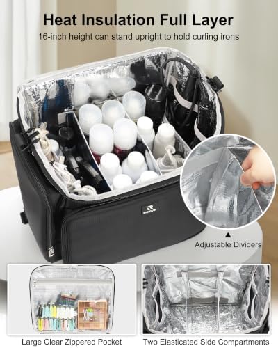 Relavel Rolling Makeup Case, Hair Tools Travel Bag Cosmetology Case on Wheels with 2 Clear Bags, Professional Hairstylist Bag Makeup Artist Storage Train Case Barber Organizer with 360° Spinner Wheels - Image 4