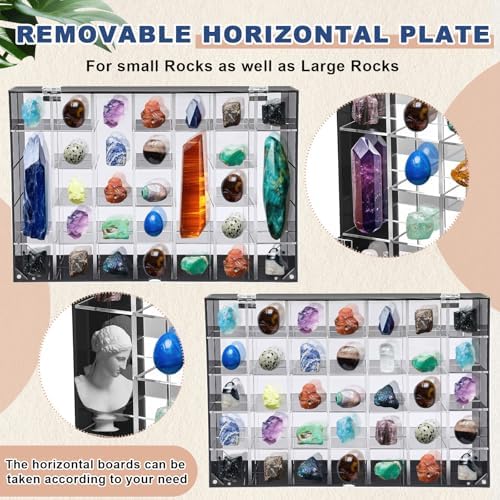 Cinnvoice Rock Display Case 35 Grids,Black Border,Square - Image 4