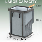 150L Laundry Basket with Wheels,Rolling Basket Hamper with Lid&Handle Gray - Image 6