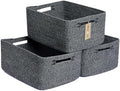 MiniArk Large Storage Baskets for Shelves, 17 x 13 x 7.5” Closet Organizers Bins for Clothes Blanket Towels, Baby Nursery, Toy Baskets Box, Woven Rope Baskets, 3 Packs Dark Gray by MiniArkStorageBasketsHome
