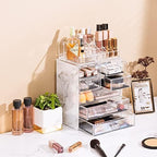 Sorbus Makeup Organizer, 7-Drawer Acrylic 2-Piece Set (Marble Print) - Image 5