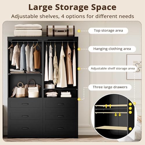 IRONCK Freestanding Closet System with Adjustable Shelves & 3 Drawers - Image 4