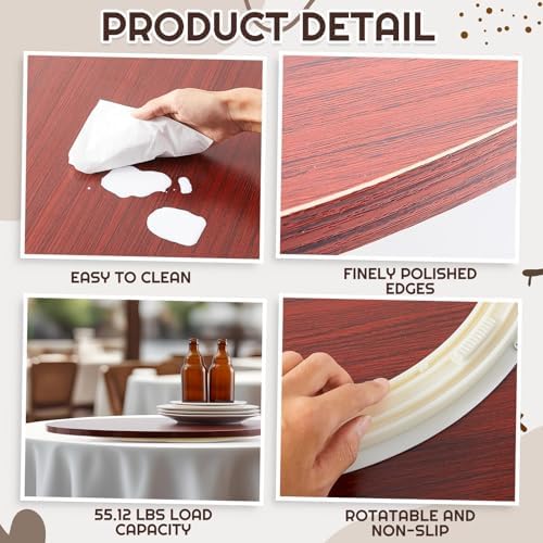 Briwooody 20'' Lazy Susan Turntable Tray for Table Top, Teak - Image 4